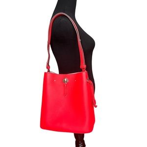 Kate spade red orange Marti large bucket bag